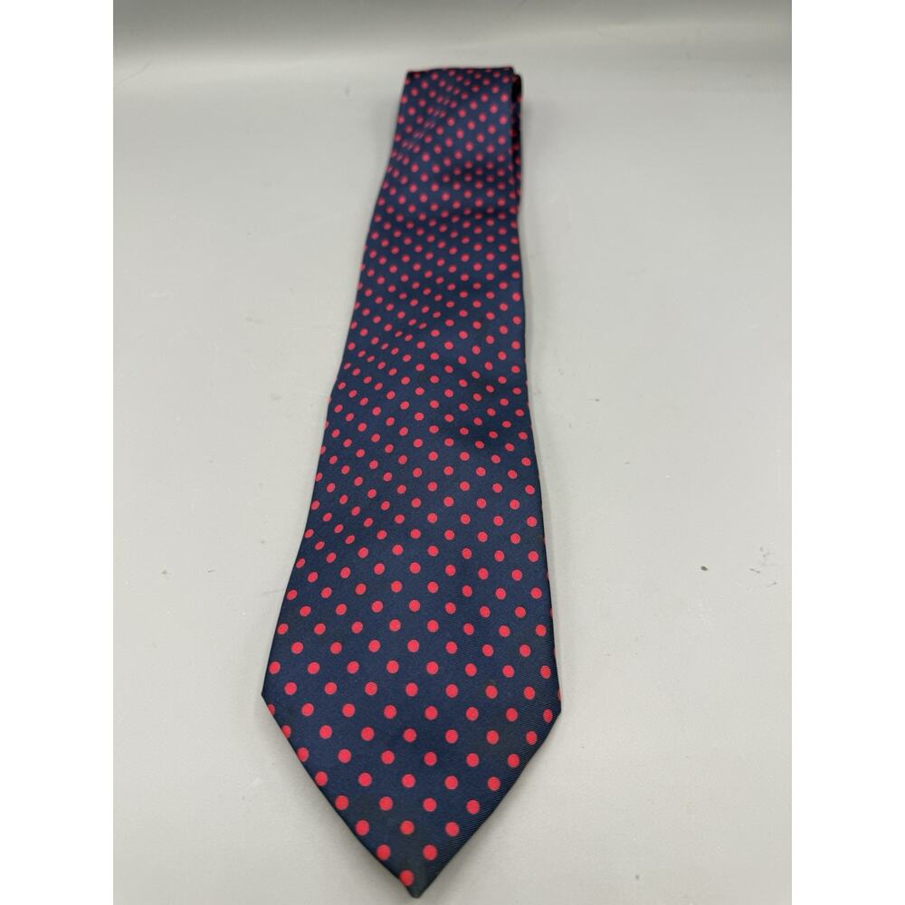 Austin Grey Navy Blue Red Polka Dot Silk Necktie Mens Classic Tie